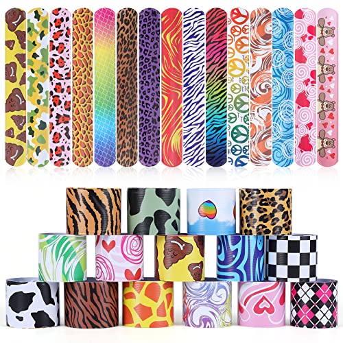 yumcute 30Pcs Schnapparmbänder Slap Armbänder Snap Bracelets Slap Armband mit Leopardenmuster Slap Bands Schnapparmband Kinder Mitgebsel Kindergeburtstag Gastgeschenke für Kinder Jungen Mädchen von yumcute