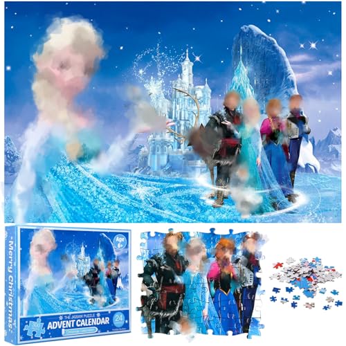 yumcute Adventskalender 2024 Jigsaw Puzzle für Kinder Cartoon Puzzles 24 Tage Aufgeteilt in 24 Taschen Weihnachtskalender Weihnachten Puzzles Geschenk für Jungen Mädchen 300 Teile von yumcute