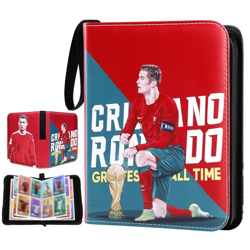 CL1 Sammelkarten Album, Sammelalbum Karten Fussball, Sammelalbum aus PU-Leder, Kartenordner für Fußballkarten, 50 Seiten – Kapazität 400 Karten, Geburtstagsgeschenk für Kinder, Jungen und Männer von yumcute