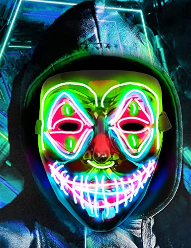 yumcute Halloween Led Maske, LED Purge Maske, The Purge Maske, Coole masken für Erwachsene, Halloween Handgemacht Maske mit 3 Blitzmodi für Party Halloween Fasching Karneval Kostüm Cosplay Dekoration yumcute Halloween Led Maske, LED Purge Maske, The Purge Maske, Coole masken für Erwachsene, Halloween Handgemacht Maske mit 3 Blitzmodi für Party Halloween Fasching Karneval Kostüm Cosplay Dekoration von yumcute