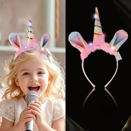 yumcute LED Einhorn Haarreif, bunt blinkend Einhorn Geburtstag Haarreif, Einhorn Leucht Stirnband Kinder für Karneval Masquerade Party Foto Requisiten von yumcute