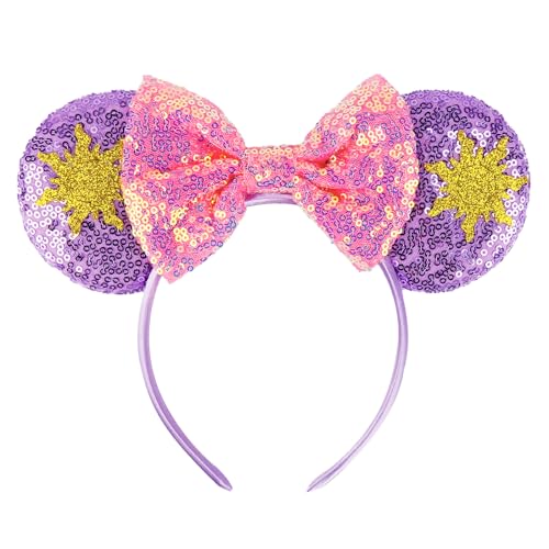 yumcute Maus Ohren Bow Haarreif Sparkly Party Deko, Kinder Mädchen Frauen Prinzessin Party Deko Cosplay Kostüme von yumcute