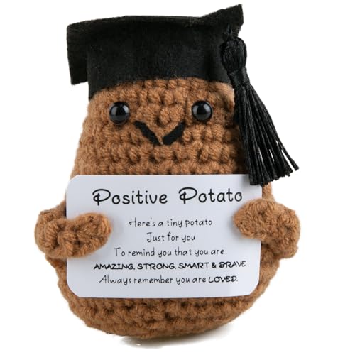 yumcute Positive Kartoffel Bachelor Graduation Abi 2024 Geschenke Geschenke Handgestrickt Kartoffel Abschiedsgeschenk Freundin für Besten Freund Frau mit Positiver Energiekarte von yumcute