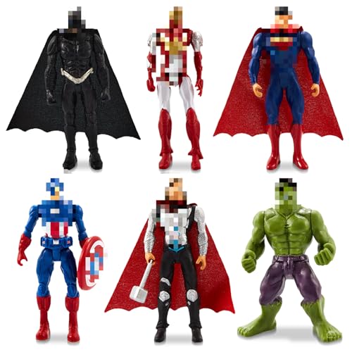 yumcute 6 Stück Superhelden Figuren Set Avnge Figuren Mini Figuren Anime Actionfiguren Hero Anime Statue Model Hero Tortendeko Superhelden Doll Collectibles Geburtstag Deko für Mädchen Jungen Kinder von yumcute