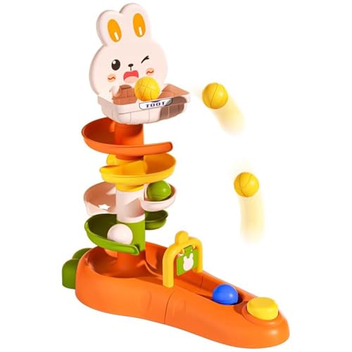 yupeuooe Ball Drop Toys, Ball Track Toy, 5-Layer Basketballspiel Tower Toy Ball Run für Babys, Bildungsaktivitäten, Bunny Rolling Track Towers 3 Bällen für Mädchen von yupeuooe