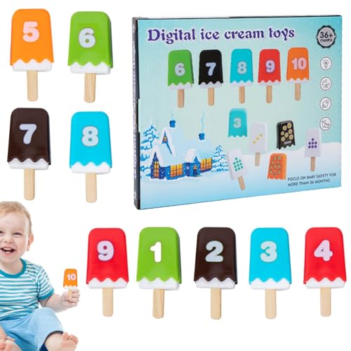 yupeuooe Zahlenstapelspiel, Creme-Zählspielzeug | am Stiel Kleinkind Rollenspielspielzeug - Pädagogische Lernspielzeuge für die Feinmotorik von Kindern, und Mädchen im Alter von 3–5 Jahren von yupeuooe