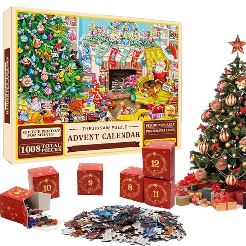 Weihnachts-Adventskalender-Puzzle, 2024 Adventskalender Puzzle, 1008 Teile Weihnachts Jigsaw Puzzle, 24 Boxen Puzzles Für Countdown Bis Weihnachten Erwachsene Und Kinder von yybng