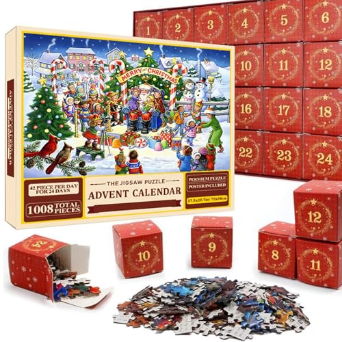 Weihnachts-Adventskalender-Puzzle, 2024 Adventskalender Puzzle, 24 Boxen Puzzles Für Countdown Bis Weihnachten Erwachsene Und Kinder Weihnachtskalender von yybng