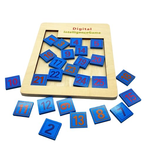 yybng Schiebepuzzle, Zahlenpuzzle, Holz-Schiebepuzzle Brain Teaser Nummer, Lern- und Lernspielzeug, Entwirrungsrätsel, Mathespielzeug für Vorschulkinder für Autofahrten von yybng