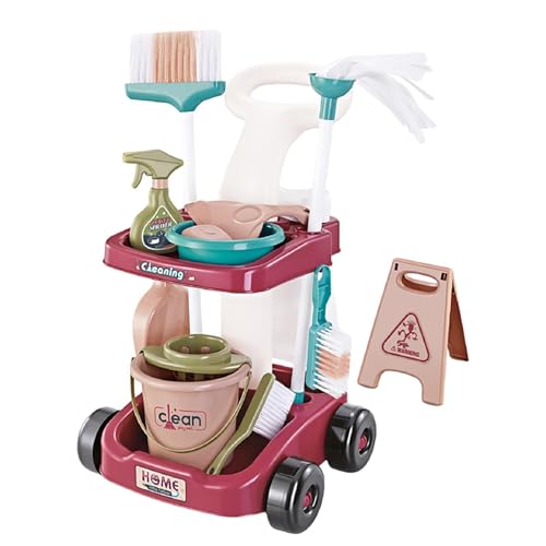 yztju -Reinigungsset, Kinderbesen- und Mopp-Set für Kleinkinder | Pretend Home Cleaning Spielset - Besen-Light Weight für Kleinkinder, Reinigungswagen inklusive echtem Staubsauger, von yztju