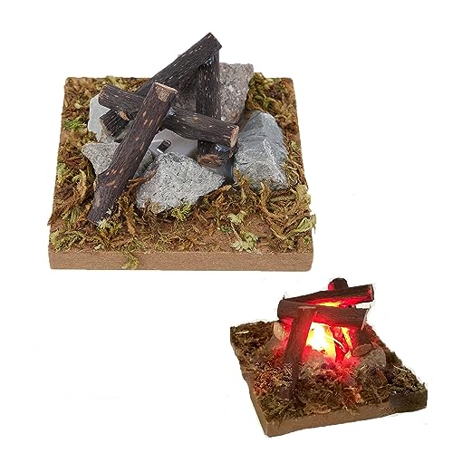 zalati Mini Bonfire 1:12 Puppenhaus Miniatursimulation Lagerfeuerszene für Mikrolandschaft Feengartendekoration von zalati