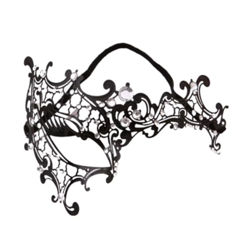 zaoalife Maskerade Maske für Frauen, Metall Glänzend Strass Maske Augenmaske Schwarz Venezianische Maskerade Maske Halloween Prom Ball Party Kostüm Zubehör von zaoalife