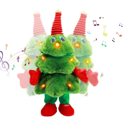 zerotop 14 Zoll Weihnachtsbaum Kuscheltiere mit Aufnahme Plüsch Weihnachten Dekoration Stofftiere Musik LED Leuchtender Singender Tanzender Plüschtiere Plüschpuppe Spielzeug Home Desktop Deko Kinder von zerotop