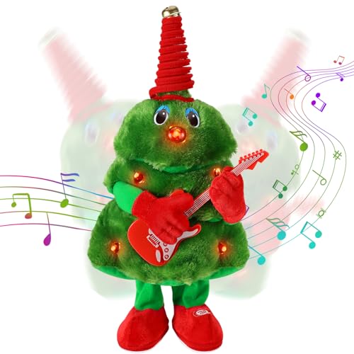 zerotop 16,9 Zoll Weihnachtsbaum Kuscheltiere Plüsch Weihnachten Dekoration Stofftiere Musik LED Leuchtender Singender Tanzender Plüschtiere Plüschpuppe Spielzeug Home Desktop Deko Kinder Geschenk von zerotop