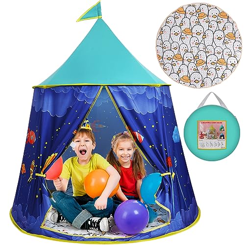 zerotop Kinderspielzelt Spielzelt für Kinder mit Matte Kinder Spielhaus Indoor für 2-3 Jungen Mädchen, Kinder Spielzelt mit Netzvorhang und Fenstern Indoor Outdoor Lesezelt Spielzimmer für Kinderzelt von zerotop