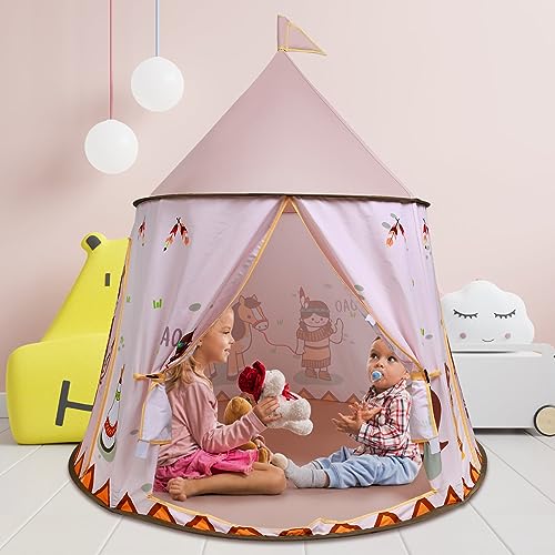 zerotop Kinderspielzelt Spielzelt für Mädchen, Kinder Spielhaus Indoor Teepee Indianerzelt Spielzelt Prinzessin, Kinder Spielzelt, Kinderzimmer Dekor- Lesezelt &Spielzimmer, für Kleinkinder 3-13 Jahre von zerotop