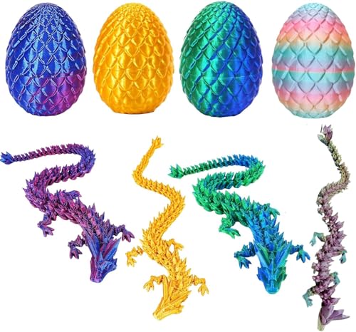 zhancydeal 3D Gedruckter Beweglicher Drachen Spielzeug, Ostern Überraschungs Drachenei Figuren Ostern Geschenke Kinder, Schreibtischspielzeug Drachen Ornament für Autos, Büros, Häuser (A 4stk) von zhancydeal