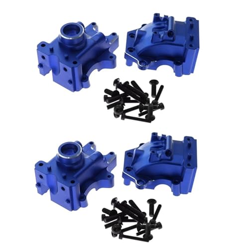 2 Satz Aluminium Front- und Heckschott-Getriebegehäuse 9529, for 1/8 for Traxxas Sledge RC Car Upgrades Parts(Blue) von zhangZR