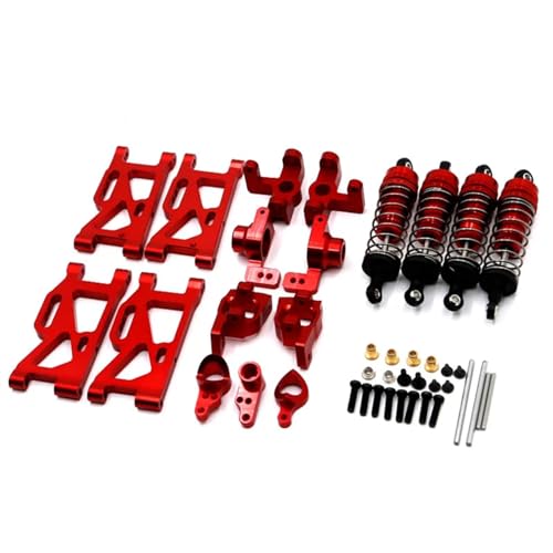 zhangZR 144001 for wltoys 1:14 144001 RC Auto Upgrade Teile Metall Lenkung Schwinge Basis C Hinterradnabe Sitz Stoßdämpfer(Red) von zhangZR