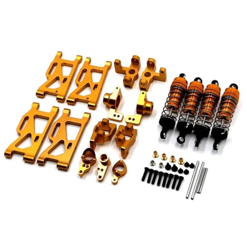 zhangZR 144001 for wltoys 1:14 144001 RC Auto Upgrade Teile Metall Lenkung Schwinge Basis C Hinterradnabe Sitz Stoßdämpfer(Yellow) von zhangZR