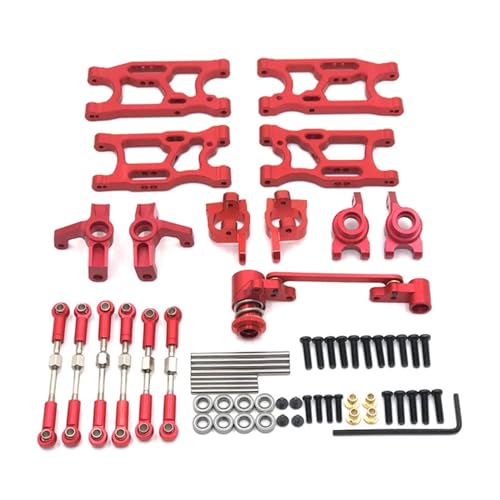 zhangZR Metal Cup Steering Set Rod Swing Arm Kit, for Wltoys 1/14 144010 144001 144002 1/12 124017 124016 124018 RC Car Upgrade Teile(Color:Red) von zhangZR