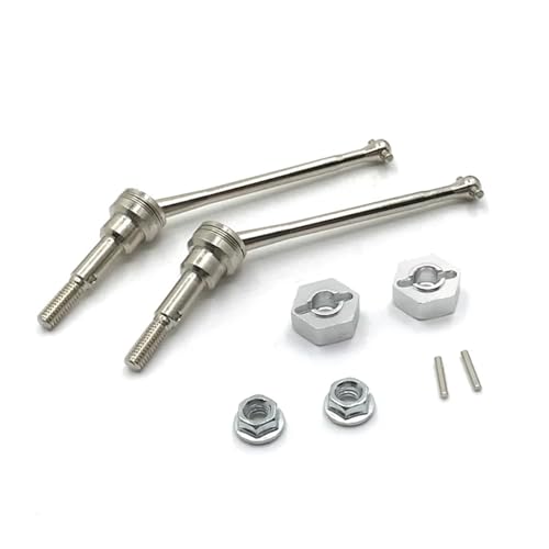zhangZR Metall-Upgrade-Kupplung Silberne vordere Antriebswelle, for Wltoys 1/12 12423 12427 12428 RC-Auto-Upgrade-Teile(Color:Silver) von zhangZR