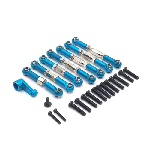 zhangZR Metallzugstange Lenkarm 28T Kit, for 1/14 for Wltoys 144010 144001 02 124017-16-18-19 RC Car Upgrade Teile(Color:Blue) von zhangZR