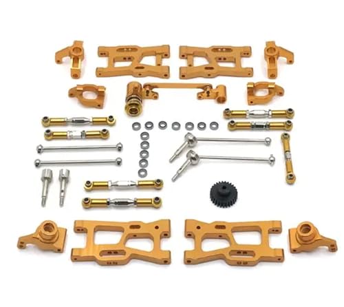 zhangZR for WLtoys 124019 124018 144001 RC Auto Ersatzteile Upgrade Metall Kit Antriebswelle Zugstange Schwinge Lenkschale C Sitzgetriebe etc.(12pcs Gold) von zhangZR