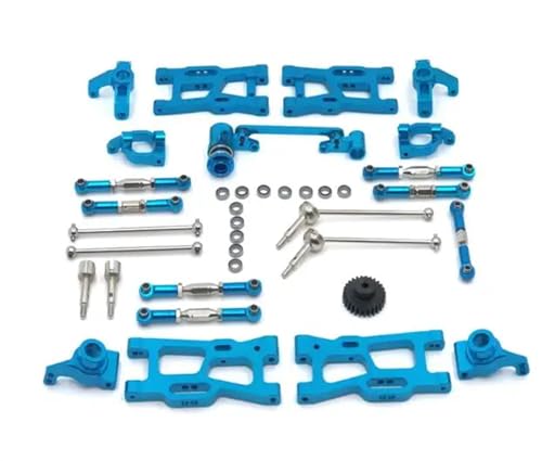 zhangZR for WLtoys 124019 124018 144001 RC Auto Ersatzteile Upgrade Metall Kit Antriebswelle Zugstange Schwinge Lenkschale C Sitzgetriebe etc.(12pcs blue) von zhangZR