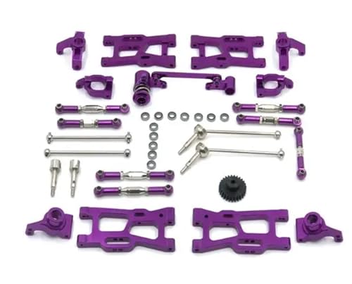 zhangZR for WLtoys 124019 124018 144001 RC Auto Ersatzteile Upgrade Metall Kit Antriebswelle Zugstange Schwinge Lenkschale C Sitzgetriebe etc.(12pcs purple) von zhangZR