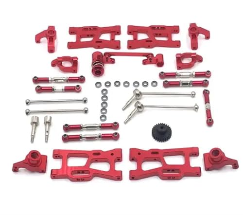 zhangZR for WLtoys 124019 124018 144001 RC Auto Ersatzteile Upgrade Metall Kit Antriebswelle Zugstange Schwinge Lenkschale C Sitzgetriebe etc.(12pcs red) von zhangZR