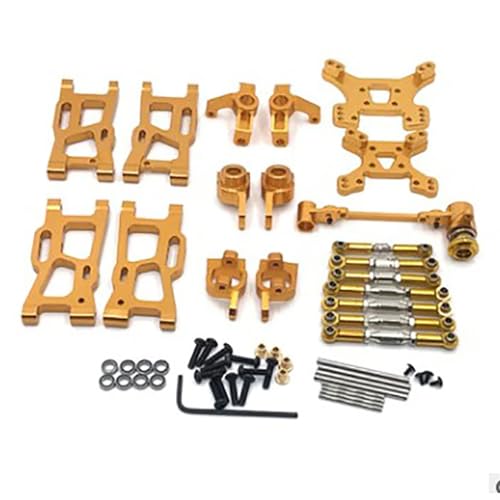 zhangZR for WLtoys 124019 124018 144001 RC Auto Ersatzteile Upgrade Metall Kit Antriebswelle Zugstange Schwinge Lenkschale C Sitzgetriebe etc.(8 PCS Gold) von zhangZR