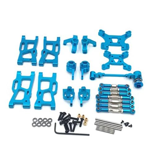 zhangZR for WLtoys 124019 124018 144001 RC Auto Ersatzteile Upgrade Metall Kit Antriebswelle Zugstange Schwinge Lenkschale C Sitzgetriebe etc.(8 PCS blue) von zhangZR