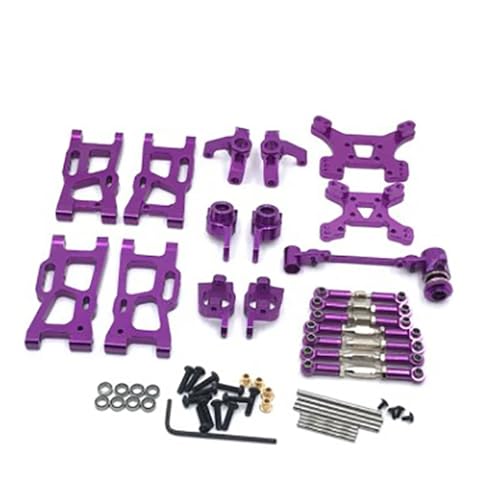 zhangZR for WLtoys 124019 124018 144001 RC Auto Ersatzteile Upgrade Metall Kit Antriebswelle Zugstange Schwinge Lenkschale C Sitzgetriebe etc.(8 PCS purple) von zhangZR