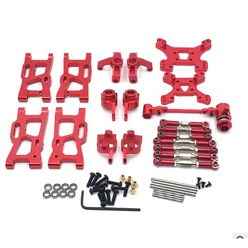 zhangZR for WLtoys 124019 124018 144001 RC Auto Ersatzteile Upgrade Metall Kit Antriebswelle Zugstange Schwinge Lenkschale C Sitzgetriebe etc.(8 PCS red) von zhangZR