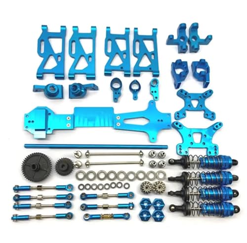 zhangZR for WLtoys 144001 1:14 RC Car Upgrade Metallersatzteile kompletter Satz von Metallteilen(Blue) von zhangZR