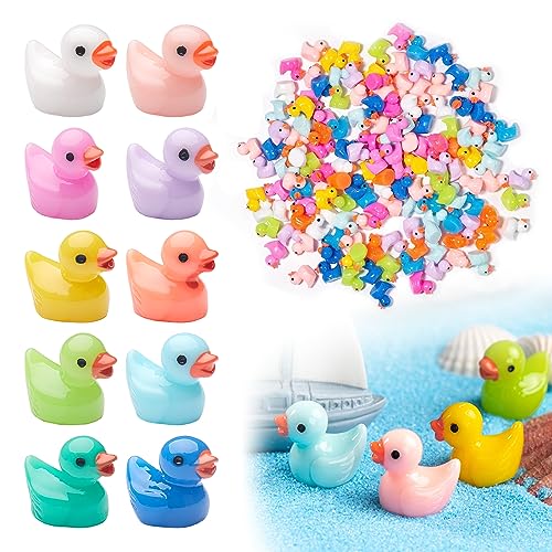 zhongko 120 Stück Mini Enten Harz, Mini Enten Figuren Miniatur Enten Mini Resin Ducks für Aquarium Miniaturgarten Figuren Deko DIY Potting Micro Landschaft Dekorationen（10 Farben） von zhongko