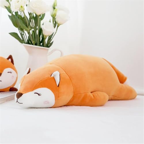 zingking 55cm Fuchs Plüschtier Kissen, Plüsch Fuchs Liegend Plüschkissen Stofftier Flauschiges Umarmungskissen Gefüllte Kuscheltier Kawaii Fuchs Kissen Plüschpuppe für Kinder Geburtstaggeschenk von zingking