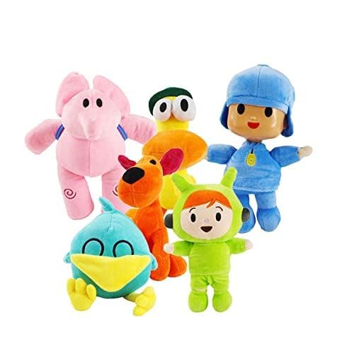 zingking Lindo Pocoyo Pato Juguetes de Plüschtier de dibujos animados Pocoyo Personaje muñeca de Plüsch Anime Almohada muñeca para niños Geschenk de cumpleaños 14-30 cm 6 piezas von zingking