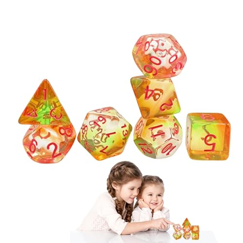 znutc Brettspielwürfel, polyedrisches Würfelset - Interaktives Würfelspiel-Schreibtischspielzeug,7X Brettspielwürfel, Acryl-Familienspielwürfel Polyedrische Würfelparty für Versammlungen, Spiele, von znutc