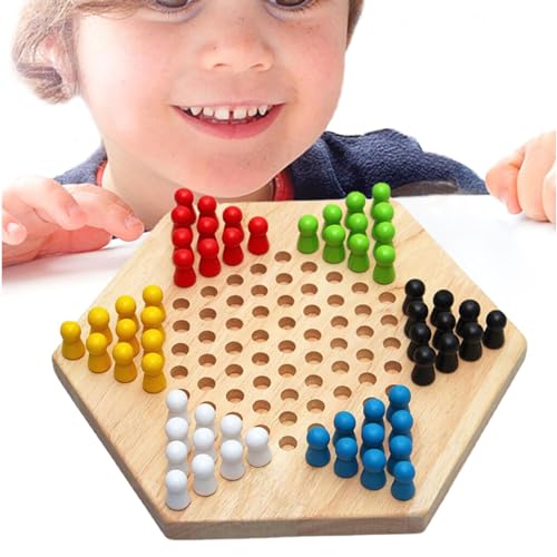 znutc Dame-Brettspiel für Kinder, chinesische Dame aus Holz - Hölzerne Dame-Klammerspielzeuge | Pädagogisches, farbenfrohes Strategie-Familienbrettspiel, klassisches Schachbrettspielzeug für von znutc