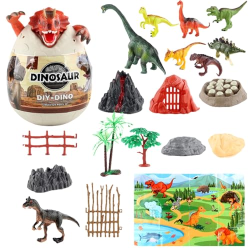 znutc Dinosaurier-Spielzeug,Spielzeug-Dinosaurier | Spielzeugset mit Dinosaurier-Tierfiguren | Miniatur-Spielzeugset, Lern- und Lernspiel, realistisches Spielzeug-Dinosaurier-Ei-Spielzeugset für von znutc