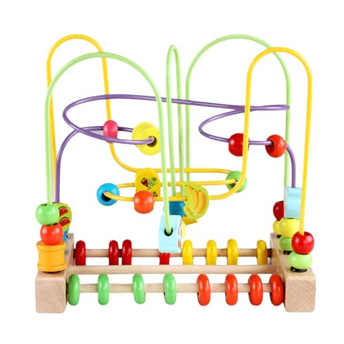 znutc Perlenspielzeug für Kleinkinder, Holzperlenlabyrinth-Spielzeug, Buntes Achterbahn-Perlenspielzeug aus Holz, Lernlabyrinth-Spielzeug, interaktive frühe Lernaktivitäten für, Mädchen, Kinder von znutc