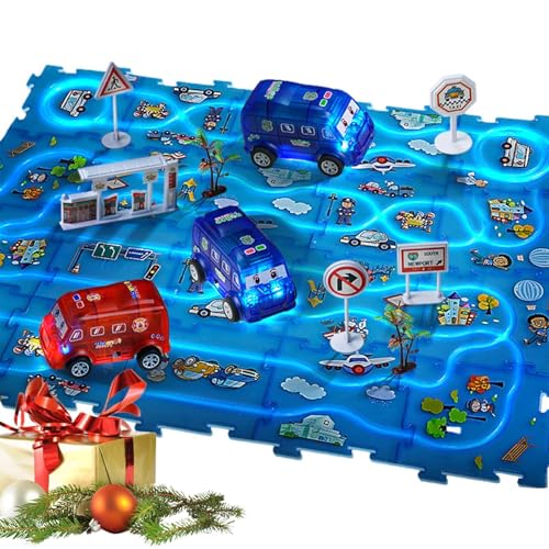 znutc Puzzle-Autoschiene,Autoschiene-Puzzleschiene | Road Builder Puzzle-Spielset Autostrecke mit Fahrzeugen,Fine Motor Toys Brain Teaser Track Puzzles Spaß für Thanksgiving, Ostern, Geburtstag von znutc