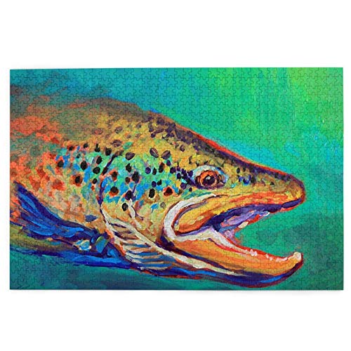 1000 Teile Puzzle, Bachforellen-Fliegenfischen, Fliesenkunst, Spaß, Lernspielzeug, Lernspiele, Heimdekoration, Puzzle, 38 x 52 cm von znwrr