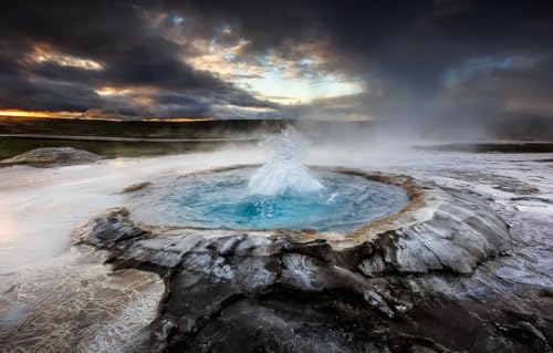 1000-teilige Puzzles, Puzzles für Erwachsene und Jugendliche, Puzzle, Vulkan, Gletscher, Island, Geysir, 38 x 52 cm von znwrr