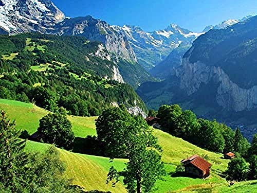 1000-teiliges Puzzle Wengen-Schweiz, großes Puzzlespiel für Erwachsene und Jugendliche, 26 x 38 cm von znwrr