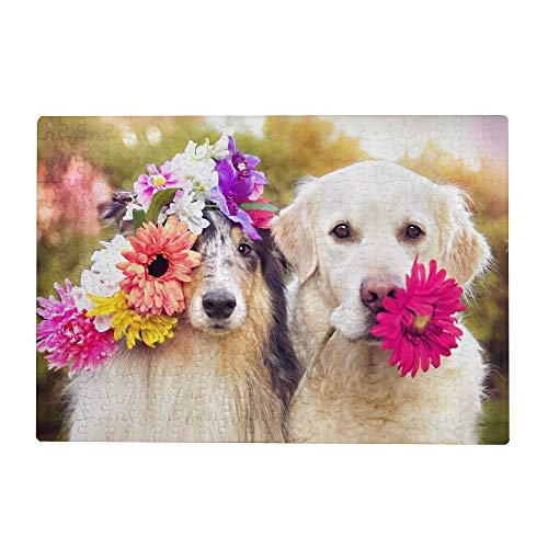 1000-teiliges Puzzle für Erwachsene – Collie-Hund, Golden Retriever-Welpe, 26 x 38 cm von znwrr