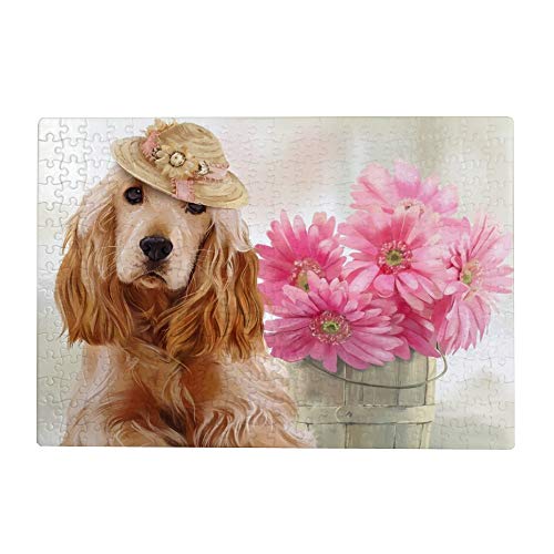 1000-teiliges Puzzle für Erwachsene – Englischer Cocker Spaniel-Hund, Blume, 50 x 70 cm von znwrr
