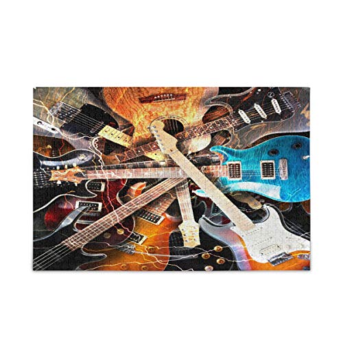 E-Gitarre Musik Note Puzzle Freizeit kreative Spiele 1000 Teile für Erwachsene Kinder Geschenk 38x52CM von znwrr